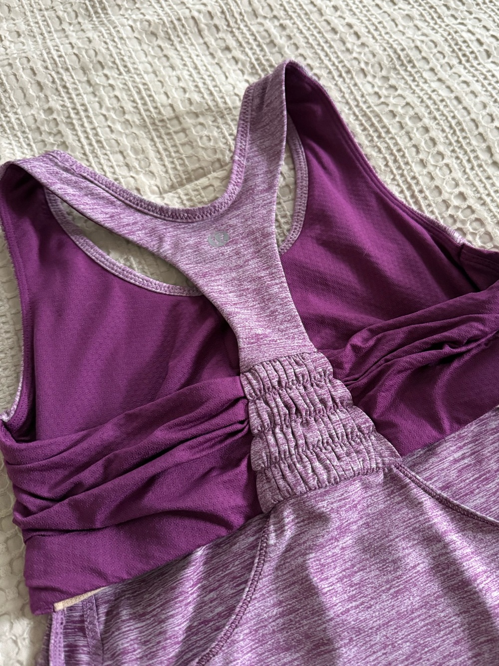 lululemon Turbo Tank Heathered Purple Racerback Tank with Built-In Shelf - Picture 3 of 3